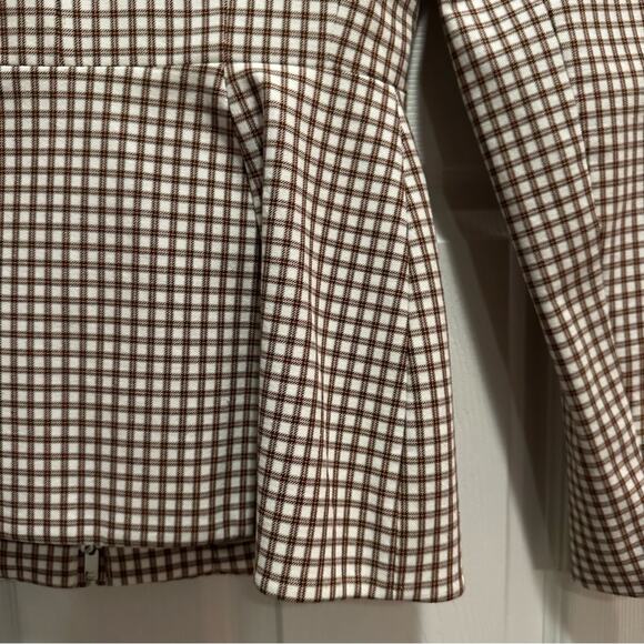 Theory Sculpture Grid Stretch Printed Zip Jacket Ivory Multi Tan NWT 00 Designer - Picture 12 of 16